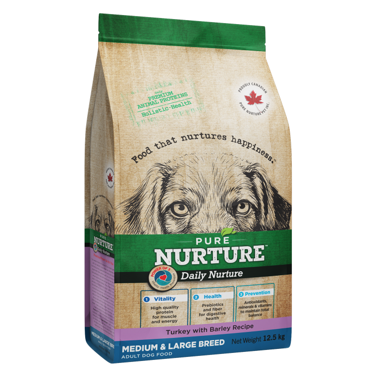 Hrana caini de talie medie si mare Pure Nurture, cu orz si curcan, 12.5 kg (Hrana Uscata - Caini)