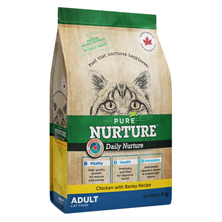 Hrana pisici adulte Pure Nurture, cu orz si pui, 8 kg (Hrana Uscata - Pisici)