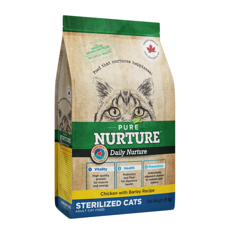 Hrana pisici sterilizate Pure Nurture, cu orz si pui, 8 kg (Hrana Uscata - Pisici)