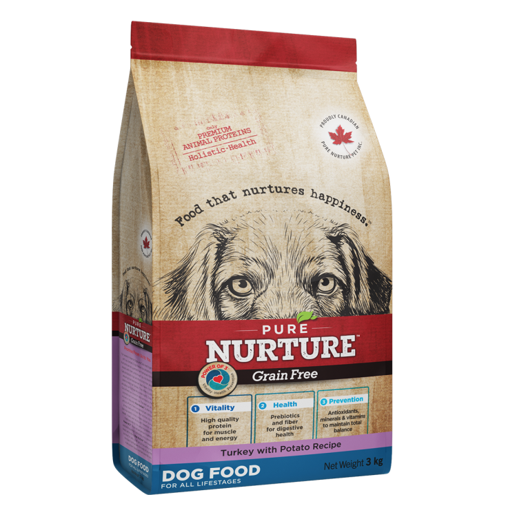 Hrana caini de toate varstele Pure Nurture Grainfree, cu cartofi si curcan, 3 kg (Hrana Uscata - Caini)