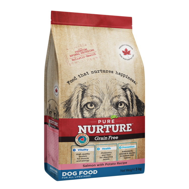 Hrana caini de toate varstele Pure Nurture Grainfree, cu somon si cartofi, 3 kg (Hrana Uscata - Caini)