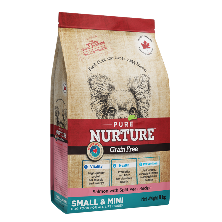 Hrana caini de talie mica si mini Pure Nurture Grainfree, cu somon si mazare, 8 kg (Hrana Uscata - Caini)