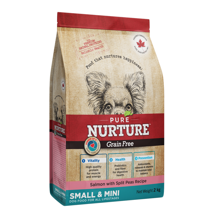 Hrana caini de talie mica si mini Pure Nurture Grainfree, cu somon si mazare, 2 kg (Hrana Uscata - Caini)