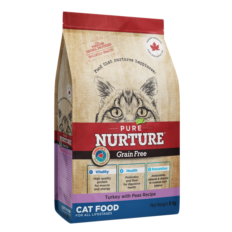 Hrana pisici de toate varstele Pure Nurture Grainfree, cu mazare si curcan, 8 kg (Hrana Uscata - Pisici)