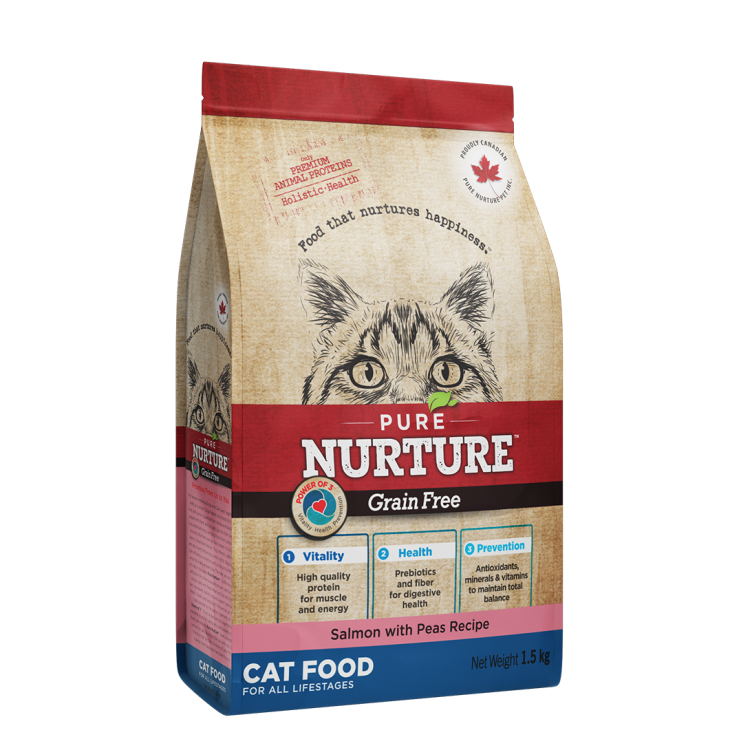 Hrana pisici de toate varstele Pure Nurture Grainfree, cu somon si mazare, 1.5 kg (Hrana Uscata - Pisici)