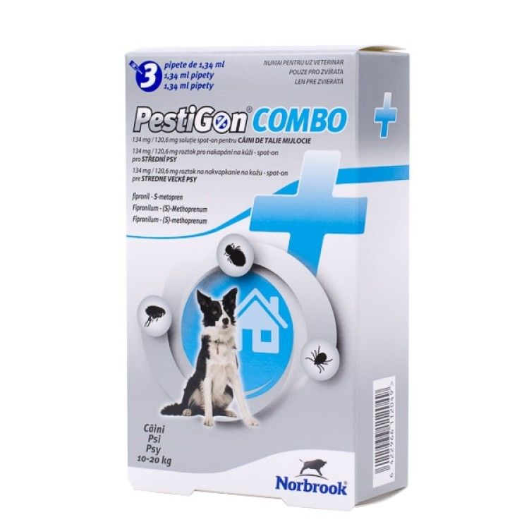 PestiGon Combo Dog M (10 - 20 kg), 3 pipete (Farmacie - Antiparazitare)