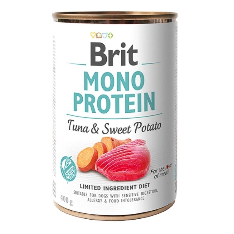 Brit Mono Protein Tuna & Sweet Potato, 400 g - conserva