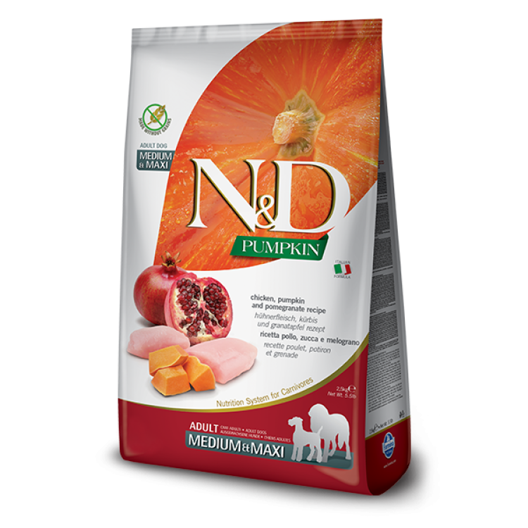 N&D Dog GF Pumpkin Chicken & Pomegranate Adult Medium Maxi, 2.5 kg