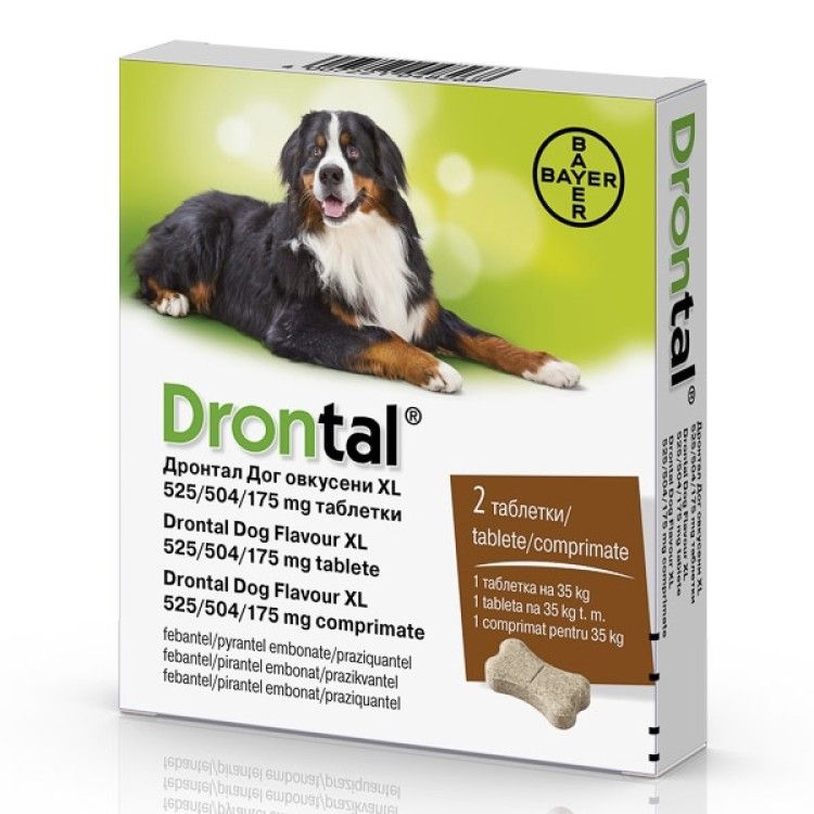 Drontal Plus 35 kg 2 tablete / cutie - antiparazitar intern pentru caini