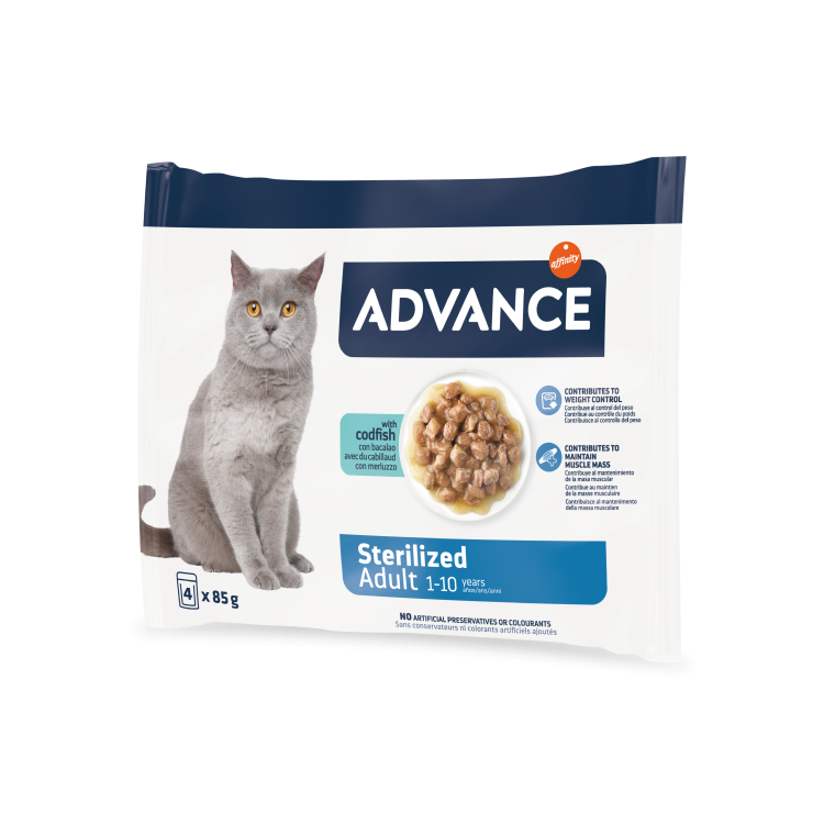 Advance Cat Wet Sterilized Cod Multipack, 4x85 g (Hrana Umeda - Pisici)