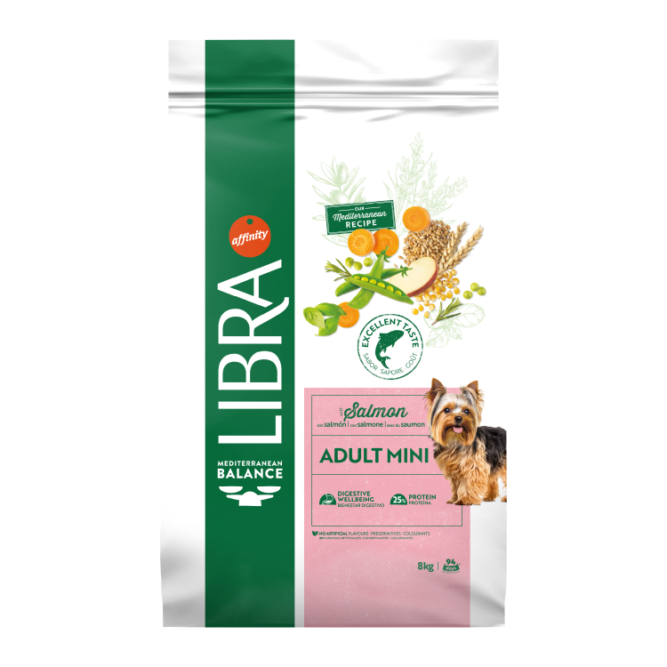 Hrana Uscata Caini Adulti, Libra Dog Adult Mini, Somon, 8 kg (Hrana Uscata - Caini)