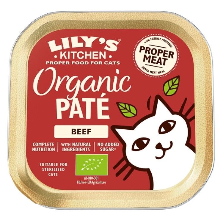 Lily's Kitchen Cat Adult Organic Beef Pate, 85 g (Hrana Umeda - Pisici)