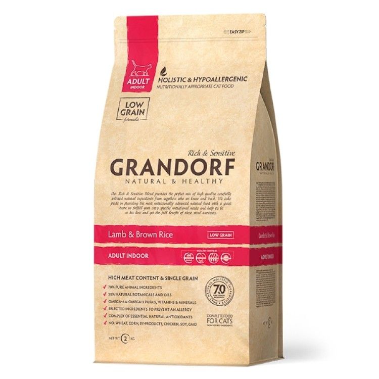 Grandorf Cat, Lamb & Brown Rice, Adult Indoor, 2 kg - punga