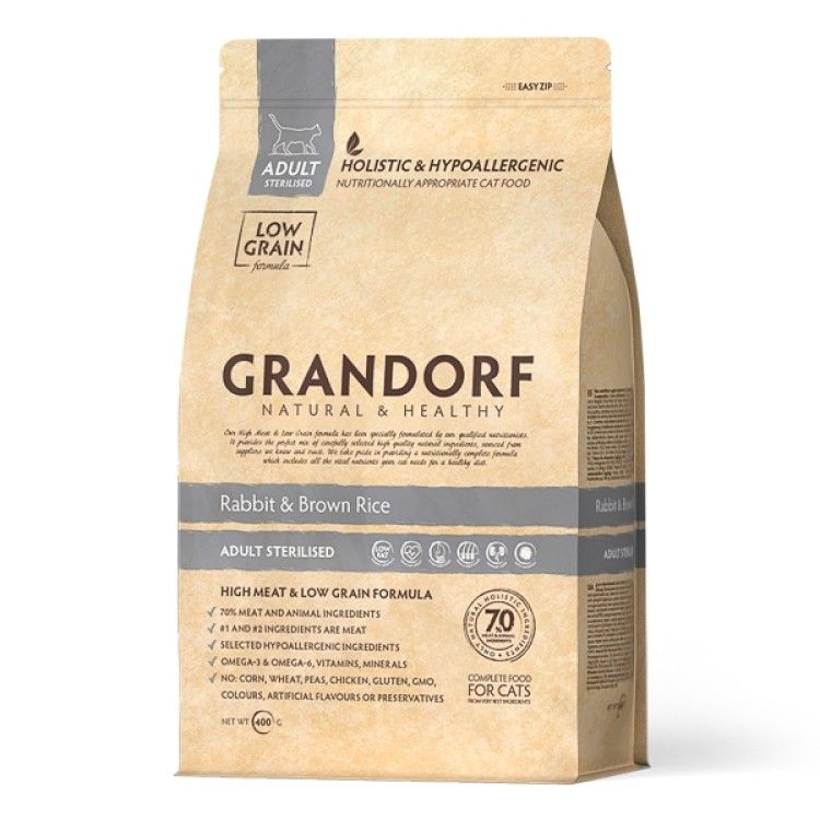 Grandorf Cat, Rabbit & Brown Rice, Adult Sterilized, 400 g - punga