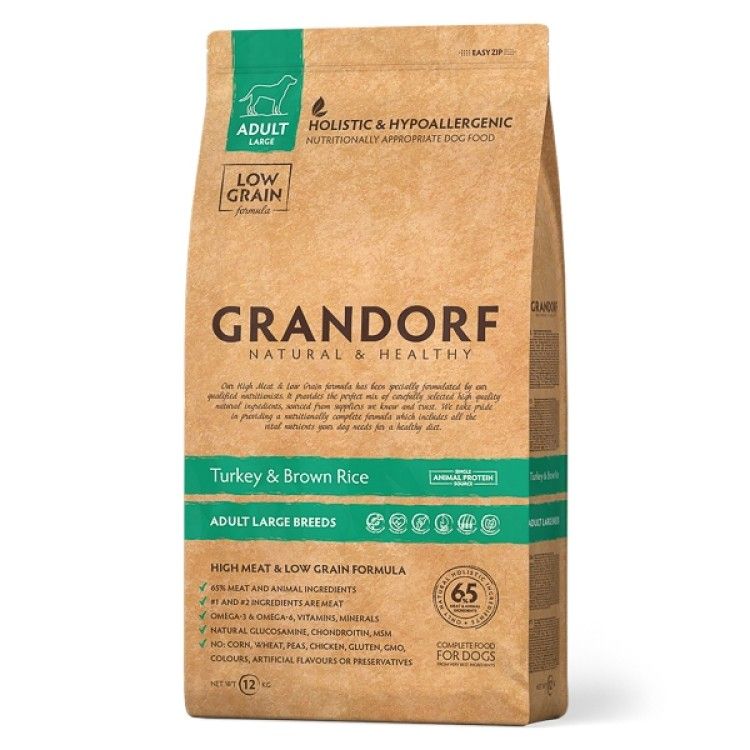 Grandorf Dog, Turkey & Brown Rice, Adult Large Breed, 12 kg - sac