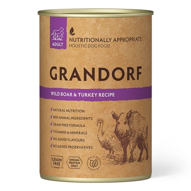 Grandorf Dog, Wild Boar & Turkey, 400 g - conserva
