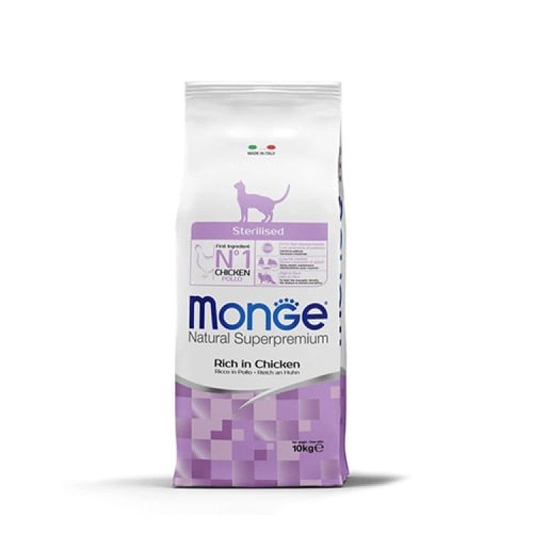 Monge Cat Natural Sterilised- Chicken/Pui, hrana uscata, sac x 10 kg