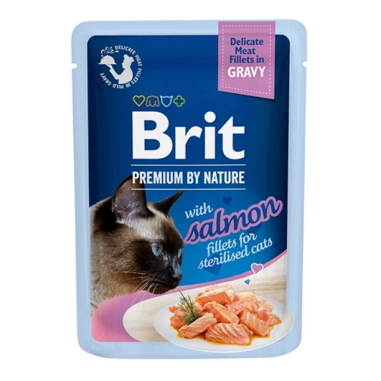 Brit Cat Delicate Salmon in Gravy for Sterilised, 85 g (Hrana Umeda - Pisici)
