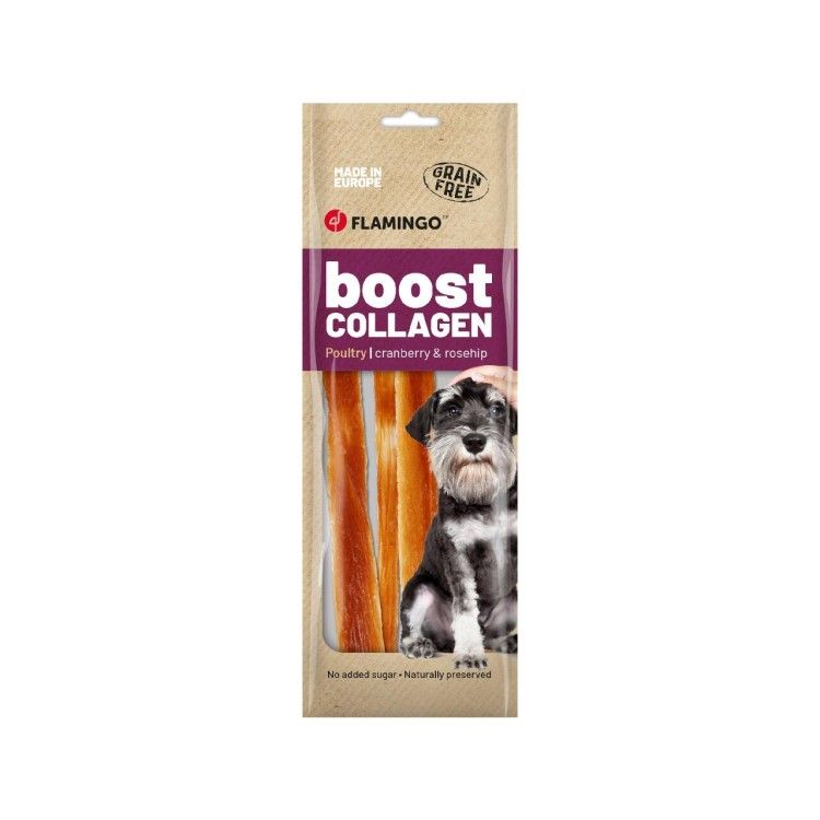 SNACK DOG COLLAGEN BOOST STRIPS CU PUI 60G/523111/(20/BAX)(80/cut) (Delicii - Caini)