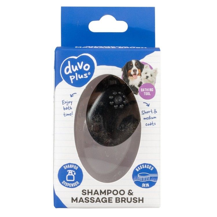 DuvoPlus Perie pentru Samponare Si Masaj, din Silicon, 11.5x7.5x6 cm (Igiena - Caini)