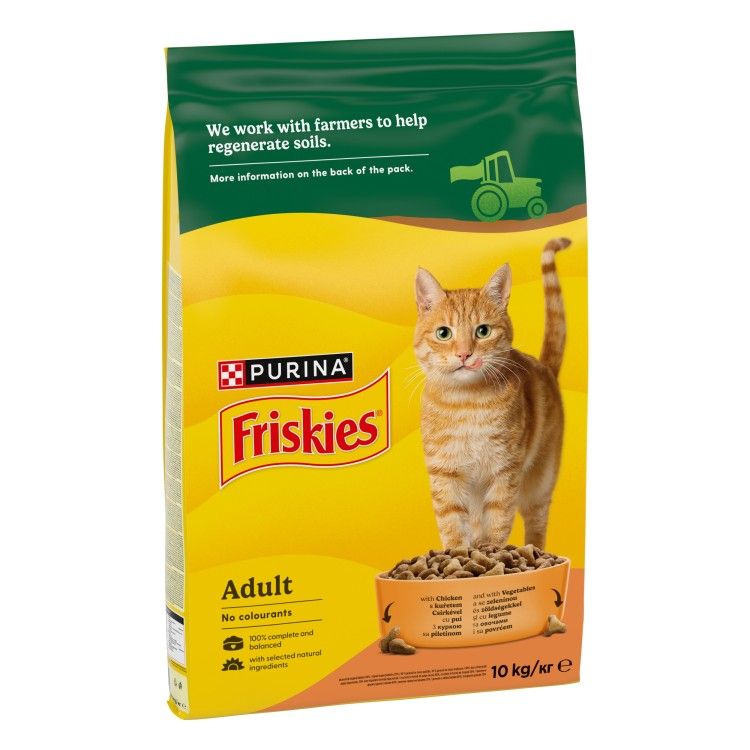 FRISKIES Adult, Pisica, Pui si Legume, 10 kg (Hrana Uscata - Pisici)
