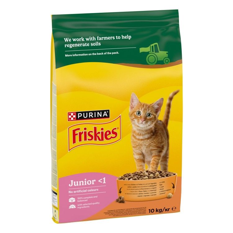 FRISKIES Pisica Junior, Pui, Lapte si Legume, 10 kg (Hrana Uscata - Pisici)