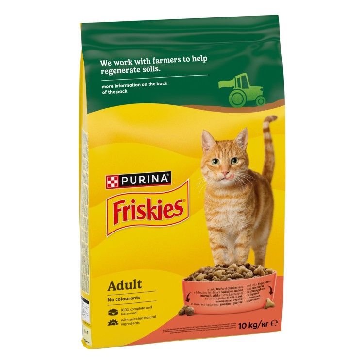 FRISKIES Adult, Pisica, Vita, Pui si Legume, 10 kg (Hrana Uscata - Pisici)