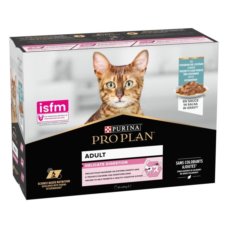 PURINA PRO PLAN DELICATE DIGESTION, Peste Oceanic, 10 x 85 g (Hrana Umeda - Pisici)