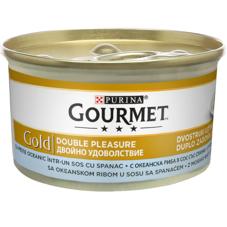 Gourmet Gold Double Pleasure Peste Oceanic si Spanac, 85 g - conserva