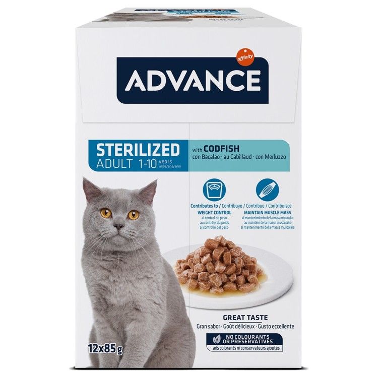 1 BAX ADVANCE CAT WET STERILIZAT COD PLIC 85g (12BUC/BAX)