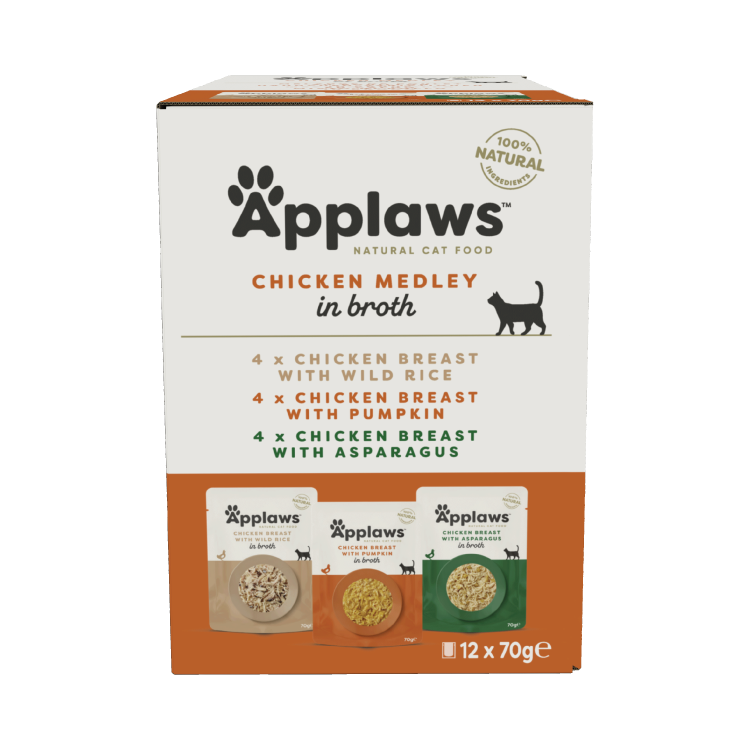 Hrana umeda pisici, Applaws Cat Adult Selectie Pui, Multipack Plicuri, 12 x 70 g (Hrana Umeda - Pisici)