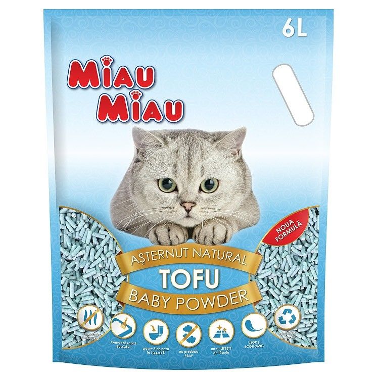 Asternut natural din tofu, Miau Miau, Baby Powder, 6l
