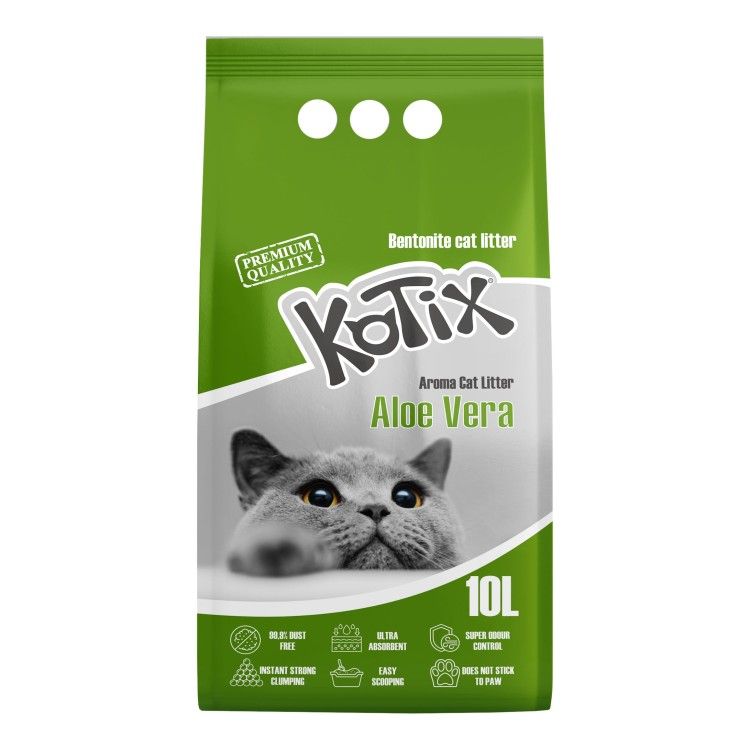 Asternut igienic pentru pisici Kotix, 10 L, aroma Aloe Vera (Igiena - Pisici)