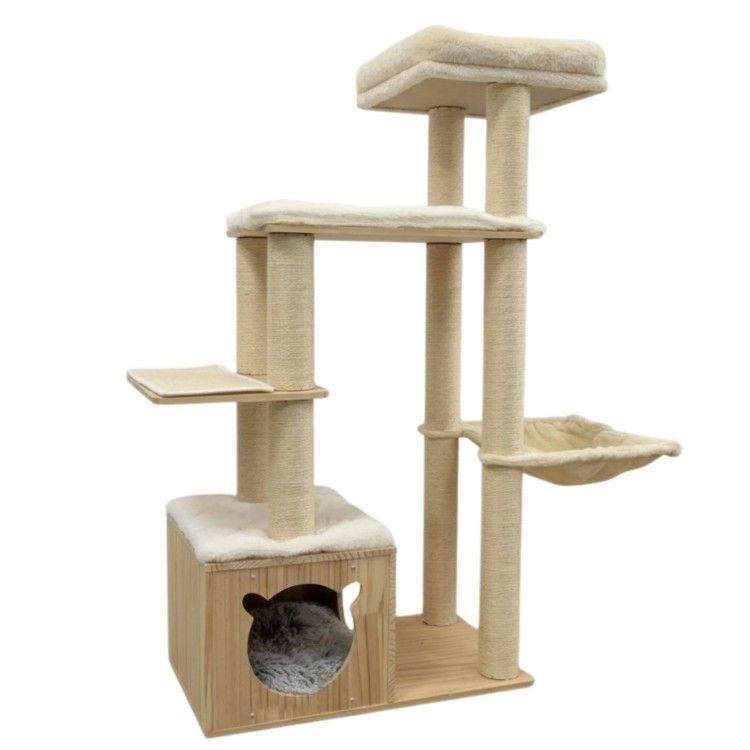 Ansamblu de joaca pisici, Meraki Home, Nordic Pine, 65 x 40 x 124 cm