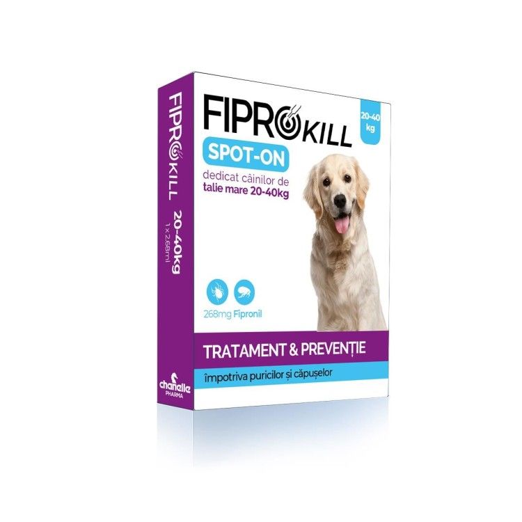 Antiparazitar Extern Pentru Caine 20-40 Kg Fiprokill Dog "L" 268 Mg Spot-on 3 Pip/ Cut