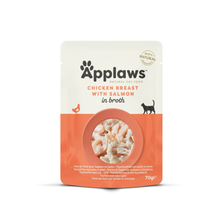 Applaws Chicken Breast with Salmon in Broth, plic, 70 g (Hrana Umeda - Pisici)