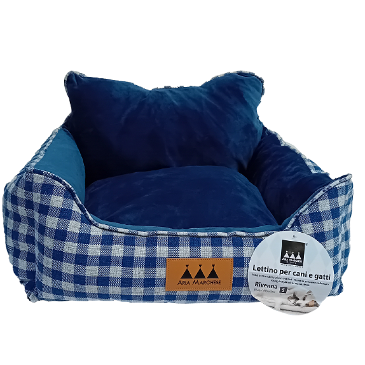 Pat caini si pisici, Aria Marchese Rivenna Albastru, M 60x50x20 cm (Perne, paturi, culcusuri, saltele)