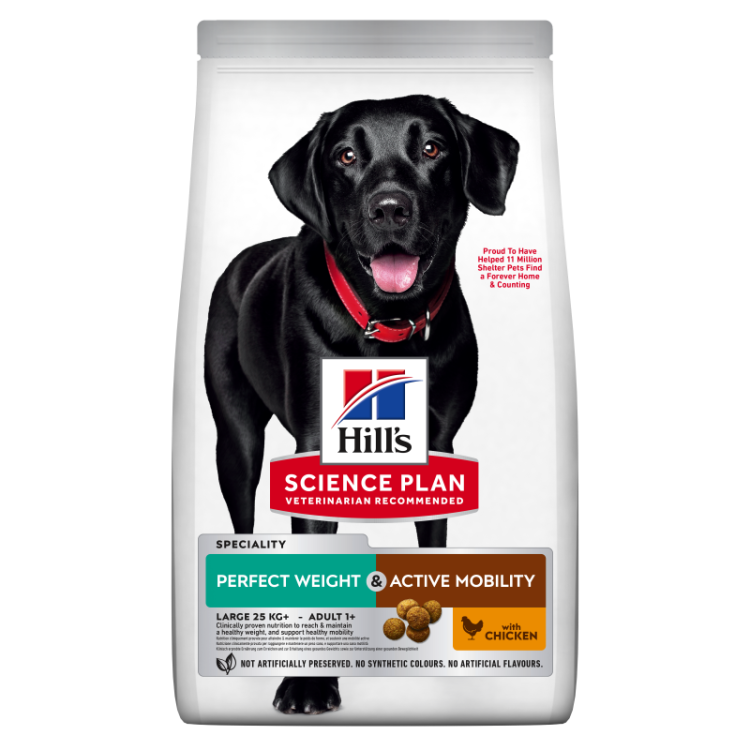 Hill s Science Plan Canine Adult Perfect Weight Active Mobility Large Breed Chicken 12 kg 344 84 RON PetMart PetShop