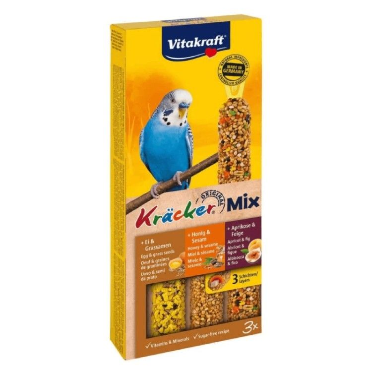 Batoane pentru perusi, Vitakraft Kracker Trio Ou/ Caise/ Miere, 80 g (Hrana - Pasari)