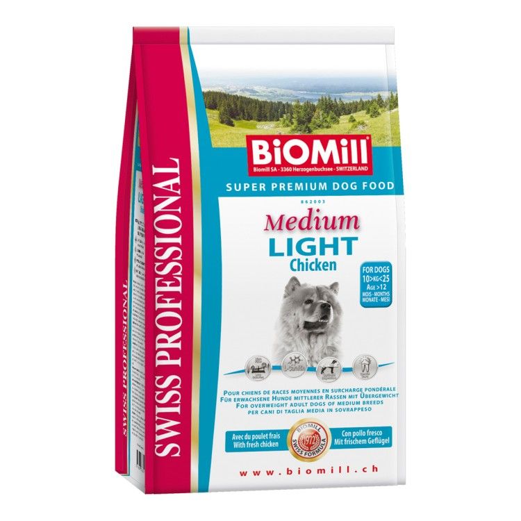 Biomill Medium Adult Light Chicken & Rice - Hrana Uscata Caini 12kg