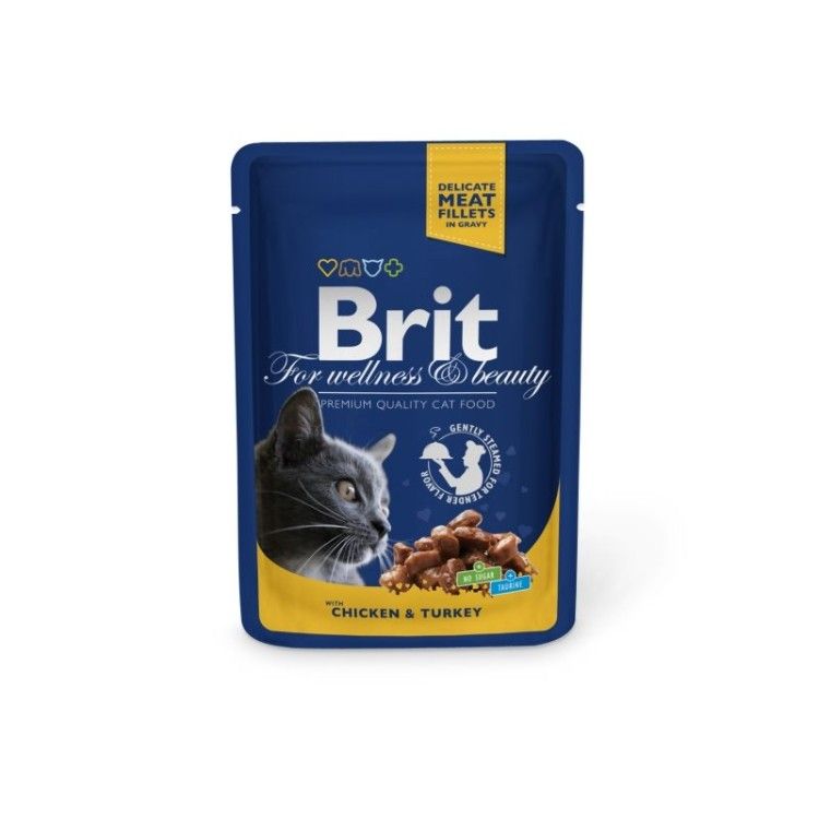 Brit Premium Cat plic cu carne de pui si curcan 100 gr