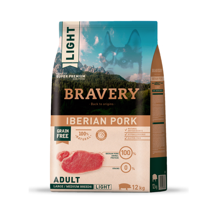 Hrana Uscata Caini, Bravery Dog, Large-Medium Adult, Porc Iberic, 12 kg (Hrana Uscata - Caini)