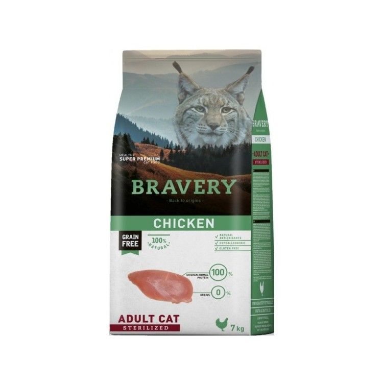 Hrana Uscata Pisici, Bravery Adult Cat Sterilised, Pui, 7 kg (Hrana Uscata - Pisici)