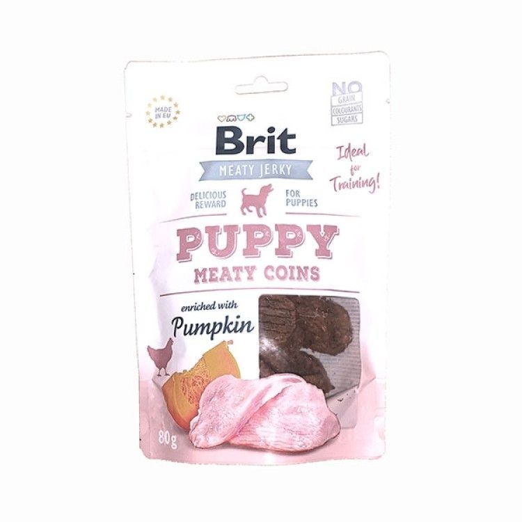 Brit Jerky Snack Turkey Meaty Coins for Puppies, 80 g (Delicii - Caini)