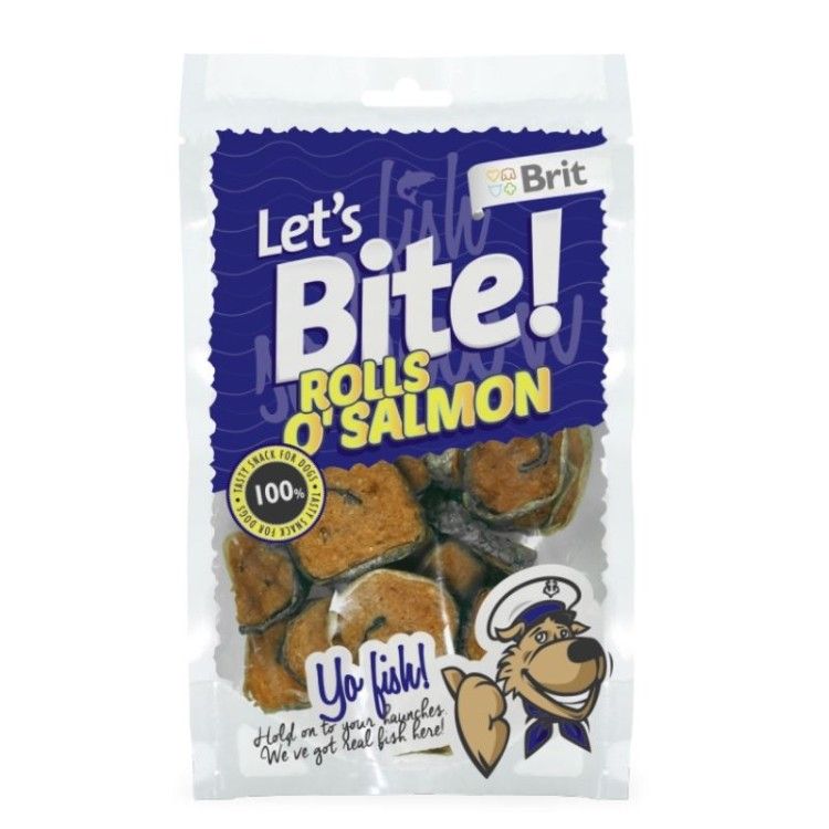Brit Lets Bite Rolls O'Salmon, 80 g