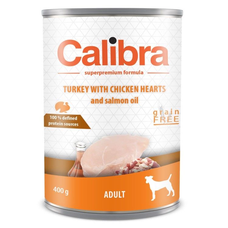 Calibra Dog Adult Inimi Curcan si Pui, 400 g