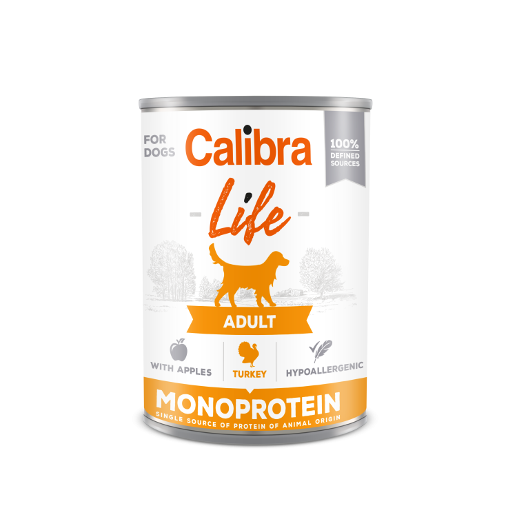 Calibra Dog Life Turkey with Apples 400 g, conserva