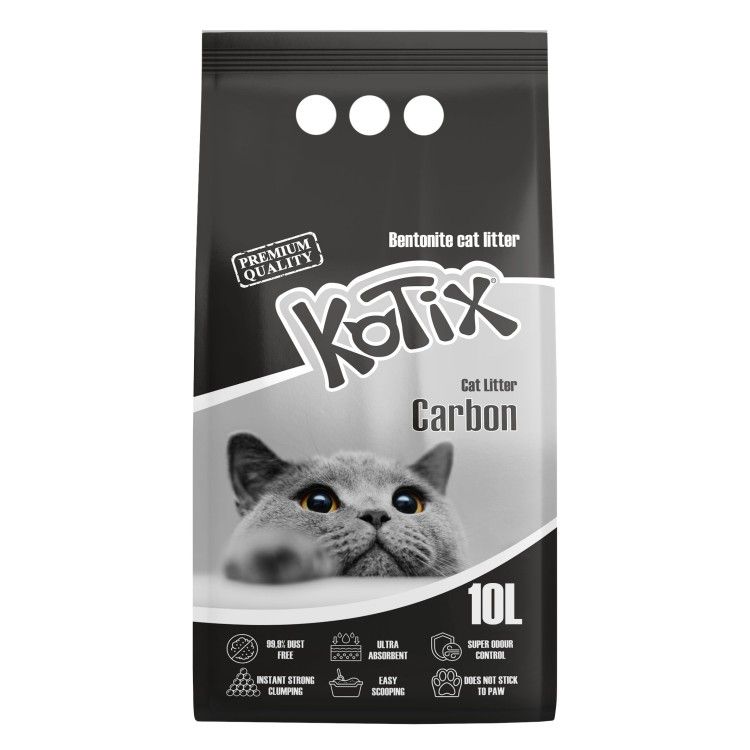 Asternut igienic pentru pisici Kotix, 10 L, aroma Carbune Activ (Igiena - Pisici)