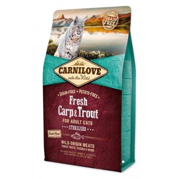 Carnilove Fresh Carp & Trout Sterilised For Adult Cats, 2 kg (Hrana Uscata - Pisici)
