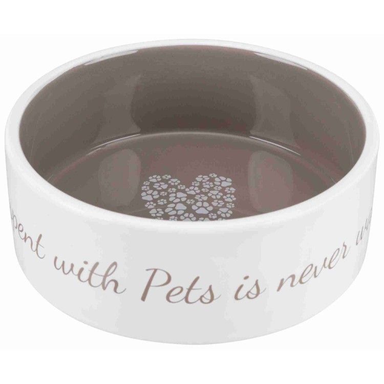 Castron ceramic Pet's Home 0.8 l/ 16 cm crem/taupe 25054